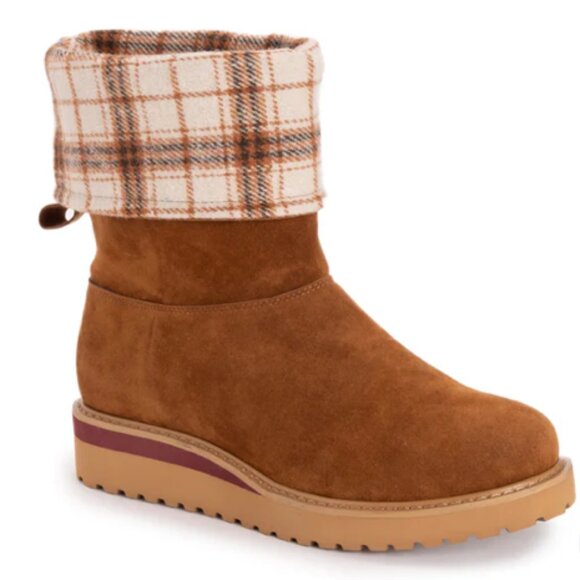 NWOT MUK LUKS Slope Nikki Boots Wear 3-Way Plaid Flannel Plush Western Boho-8W - Picture 2 of 16